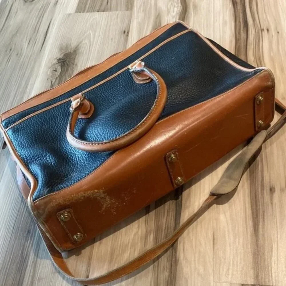 🎥 Vintage ♡ Dooney & Bourke ♡ All Weather Leather Briefcase / Messenger Bag - Picture 10 of 16